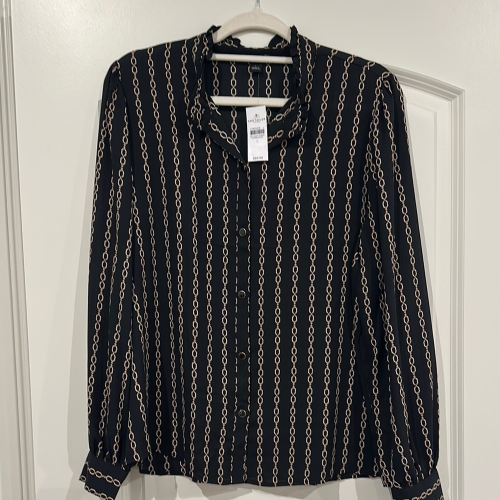 Ann Taylor Factory Black and Gold Elegant Blouse